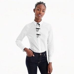 J Crew White Button Shirt Velvet Bows